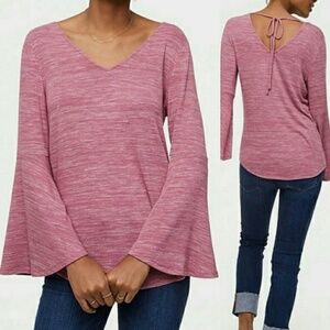 Loft Spacedye Bell Sleeve Long Sleeve Top Mauve Space Dye Pink SZ XS